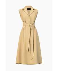 Ivonne Women's Long Linen Dress with Waist Tie