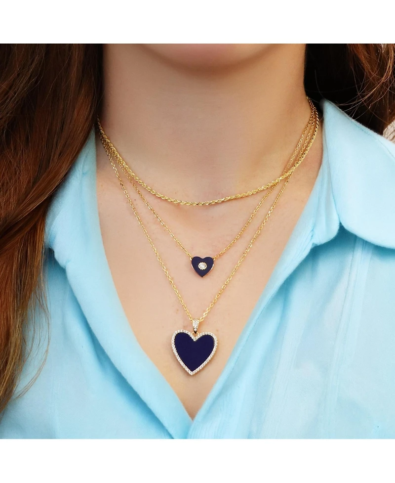 The Lovery Lapis Cz Single Heart Necklace 14K Gold-Plated Sterling Silver