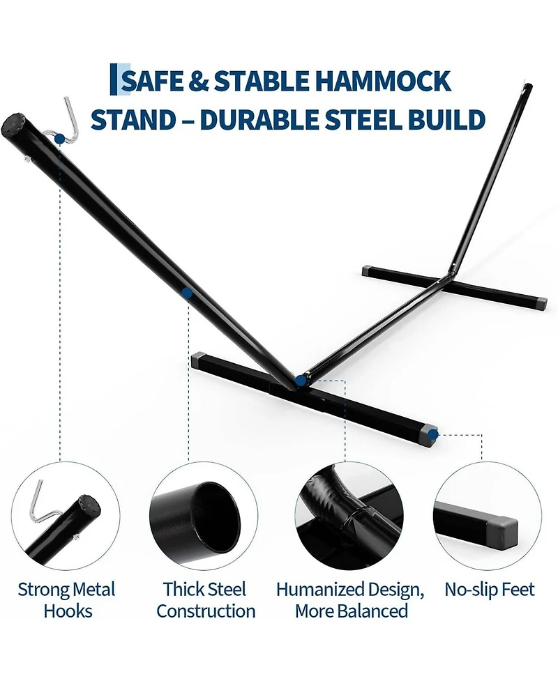 gaomon Portable Heavy Duty 12 Ft Hammock Stand with Hooks and Chains for Outside, Patio, Backyard, 12 Ft