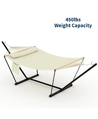gaomon Heavy Duty Portable Double Hammock with Stand for Outdoor Patio, Garden, Beach, Backyard