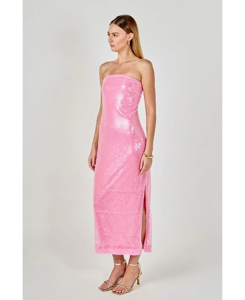 Women's Strapless Sequins Maxi Dress