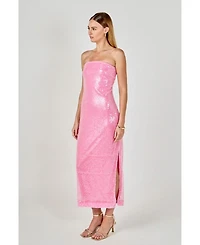 Women's Strapless Sequins Maxi Dress
