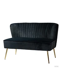 Hulala Home Euclid 47" Contemporary Velvet 2-Seat Armless Loveseat Sofa
