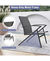 Gymax Patio Chairs 2 Pieces with Heavy Duty Metal Frame Curved Backrests and Armrests Outdoor