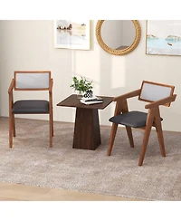Slickblue Modern Mid Century Wooden Accent Chairs Set of 2 with Soft Leathaire Seating