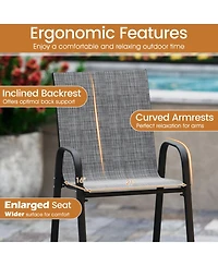 Sugift 29 in Fabric Bar Height Patio Stools Set of 2 with Armrests