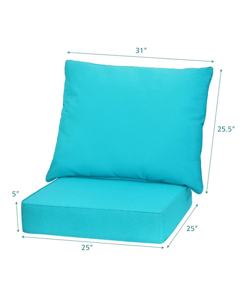 Gouun Deep Seat Outdoor Patio Chair Cushion Pad Set with Rope Belt Ties, Seat and Backrest