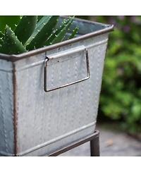 Clihome Rustic Metal Planters with Stands Set of 2