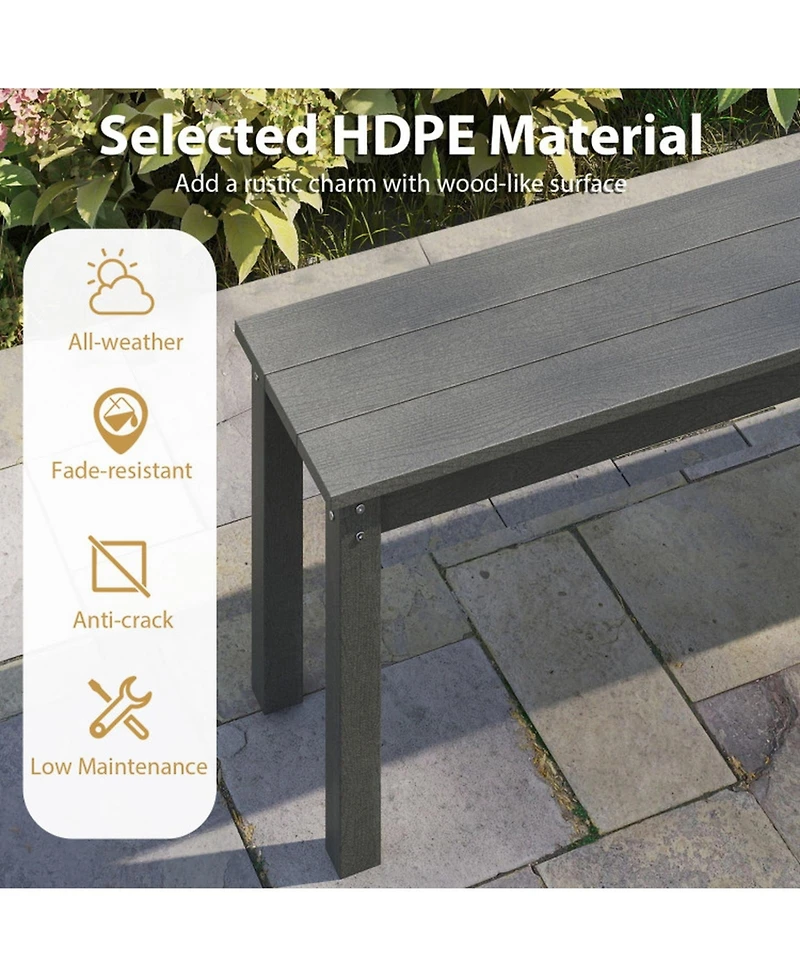 Gouun 55 in Hdpe Backless Outdoor Bench for 2-3 People 750 lbs Capacity