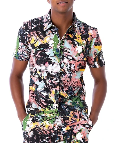 Dai Moda Men's Short Sleeve Button Up Shirt
