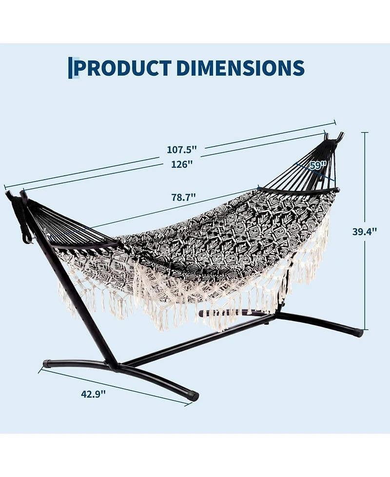 gaomon 450 Lbs Capacity Portable Double Hammock with Stand for Outdoor Patio Backyard Poolside