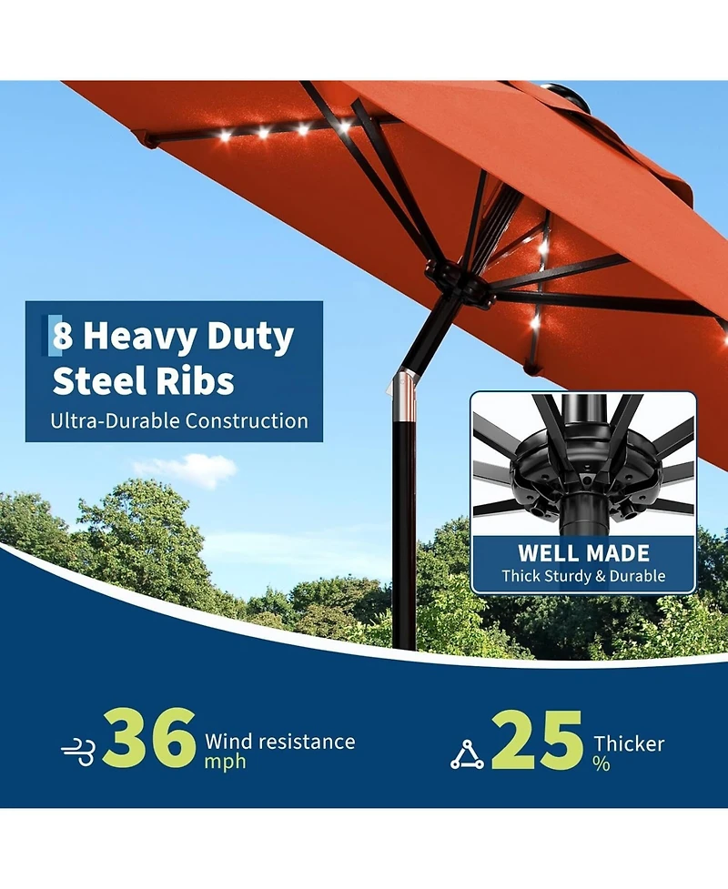 gaomon 10 Ft Outdoor Table Patio Umbrella, Waterproof Uv Protection with Solar Lights