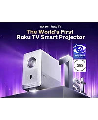 Aurzen Portable Smart Projector with Roku Tv Built-In, Native 1080P, Sealed Optical Engine, DoIby Audio, Home and Outdoor Movie Projector