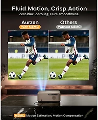 Aurzen Portable Home Theater Projector with Latest Google Tv Built-in, 1000 Ansi Lumens, Memc Tech, 4K Support, 20W DoIby Audio, Fully Automatic