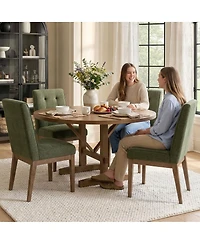 Maison Boucle abric Upholstered Dining Chairs Set of 2, High Back, Solid Wood