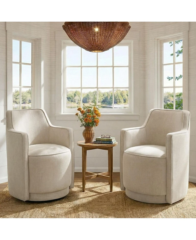 Maison Boucle Swivel Barrel Accent Chair, Fabric Upholstered 360degree(s) Armchair, 1 Pc