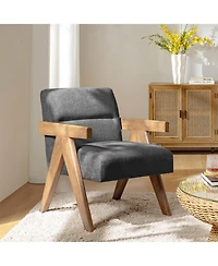 Hulala Home Donohoe Mid-Century Modern Accent Chair With Curved Wood Arms
