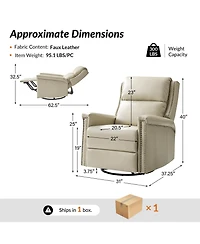 Hulala Home Medlin Transitional Faux Leather Dual Motor Swivel Rocker Recliner with Usb Ports