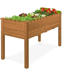 Best Choice Products Raised Garden Bed, Elevated Wooden Planter for Yard Foot Caps, Liner