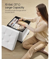 Slickblue Modern Faux Leather Storage Ottoman Cube Seat with Legs