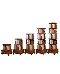 sumyeg 360 Degree Rotating Display Corner Bookshelf 6 Tier Bookcase Storage Rack with Wheels