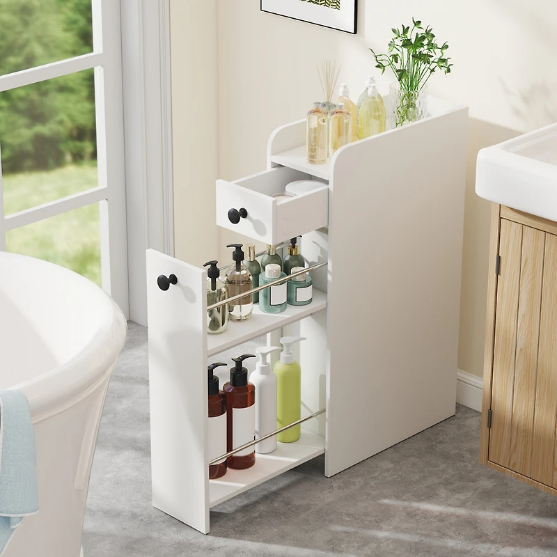 Gymax Small Bathroom Storage Cabinet 4-Tier Narrow Toilet Side Storage Cabinet
