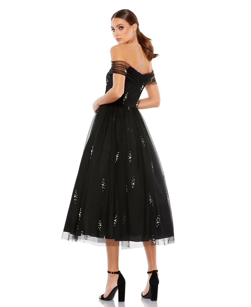 Women's Long Sleeve Taffeta 3D Flower Ball Gown