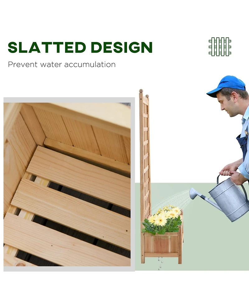 Outdoor 24" x 12" Backyard Plant Bed w/ Strong Wooden Design