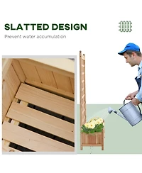 Outdoor 24" x 12" Backyard Plant Bed w/ Strong Wooden Design