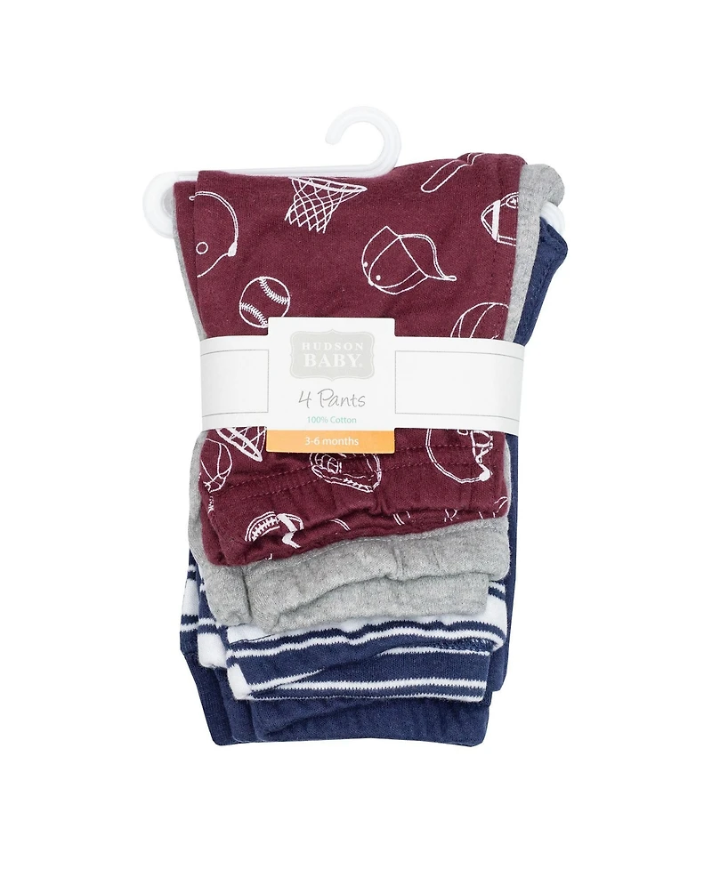 Hudson Baby Toddler Boys Cotton Pants and Leggings, Varsity Sports Stripe