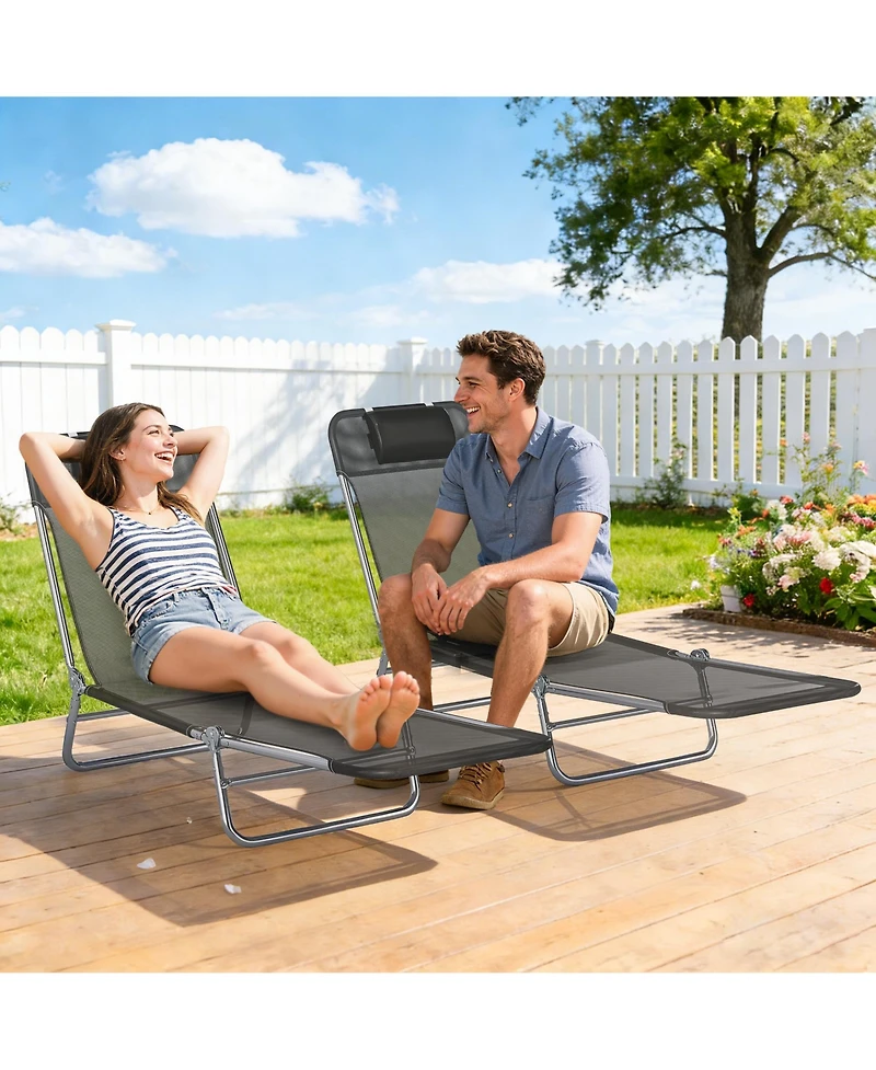 Outsunny 2-Piece Folding Chaise Lounge, Reclining Pool Chairs