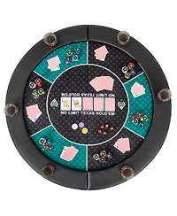 Slickblue Foldable Poker Table Top Round for 6 Players, Portable Card Game Mat