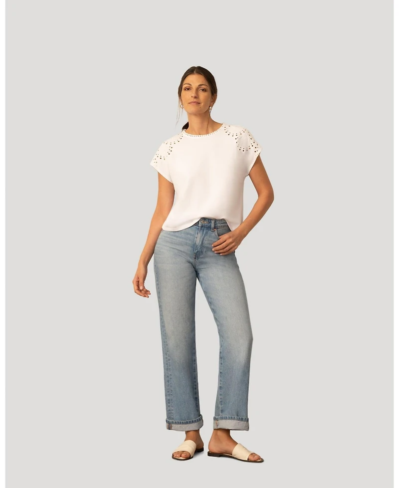 Cable & Gauge Women's and Scuba Cutout Drop Shoulder Top