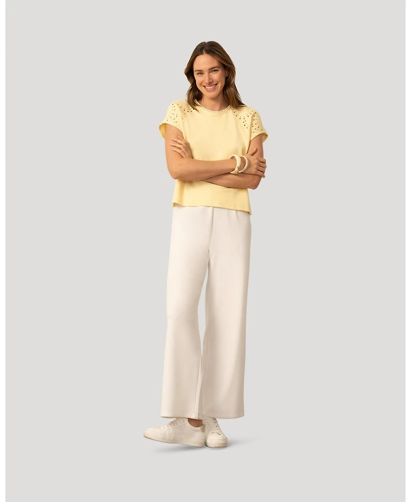 Cable & Gauge Women's Cable and Gauge Scuba Cutout Drop Shoulder Top