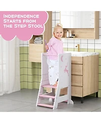 Gouun Toddler Kitchen Standing Tower with Chalkboard and Whiteboard
