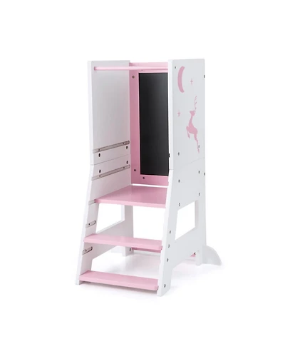 Gouun Toddler Kitchen Standing Tower with Chalkboard and Whiteboard