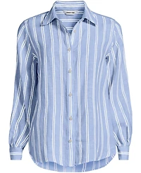 Lands' End Women's Tall Linen Long Sleeve Feminine Shirt