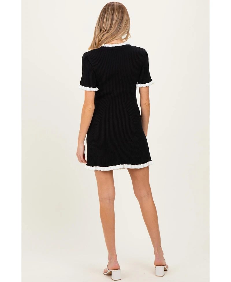 Pinkblush Maternity Ribbed Knit Ruffle Trim Mini Dress