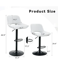 Flynama Modern Swivel Adjustable Bar Stools Set of 2, Pu, 250 Lbs Capacity