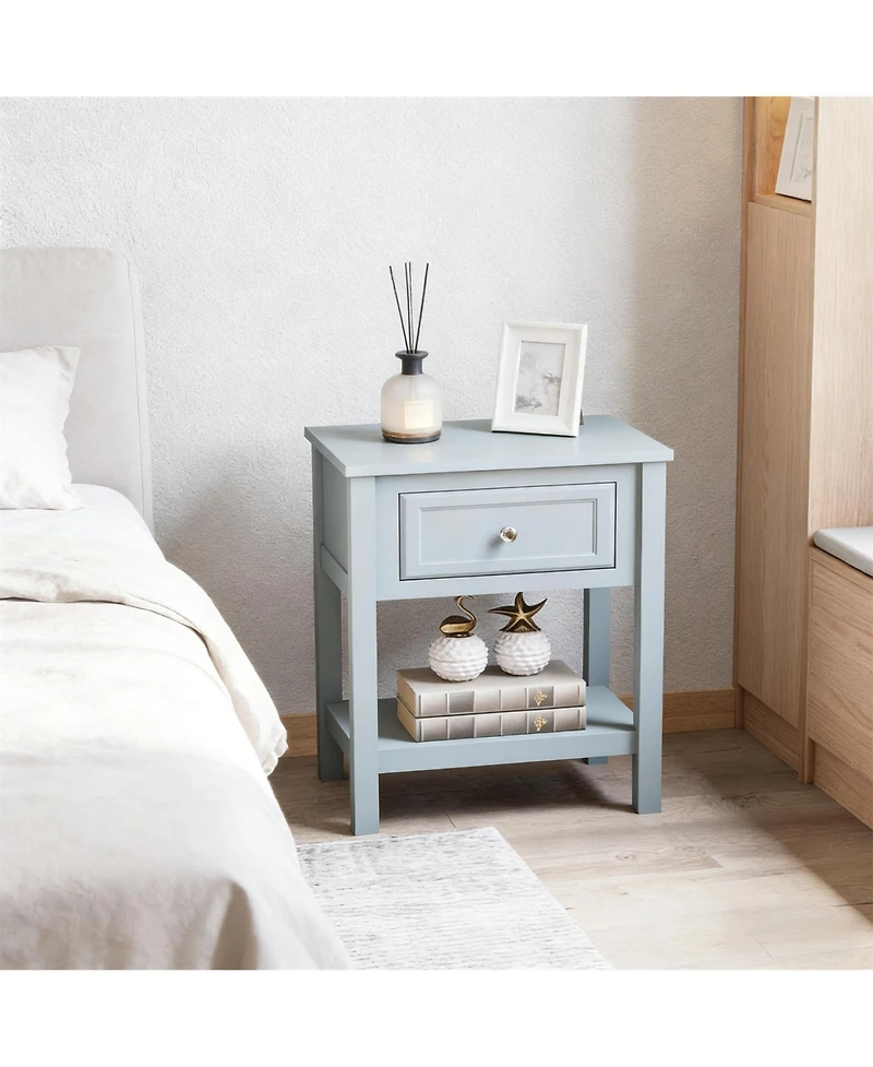 Clihome Modern Sofa Side Table with Storage Drawer and Shelf, Classic Accent Coffee Table for Living Room