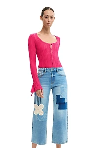 Desigual Women's Crochet Patch Denim Trousers