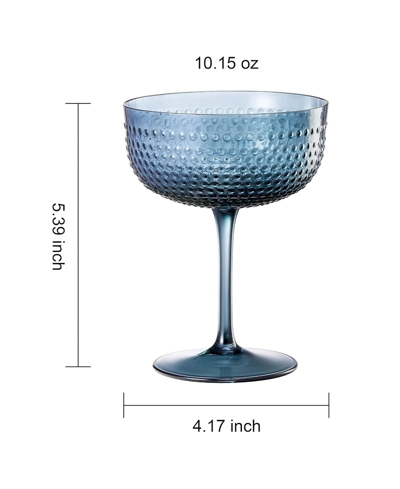 The Wine Savant Muted Hobnail Coupe Glasses, Set of 4