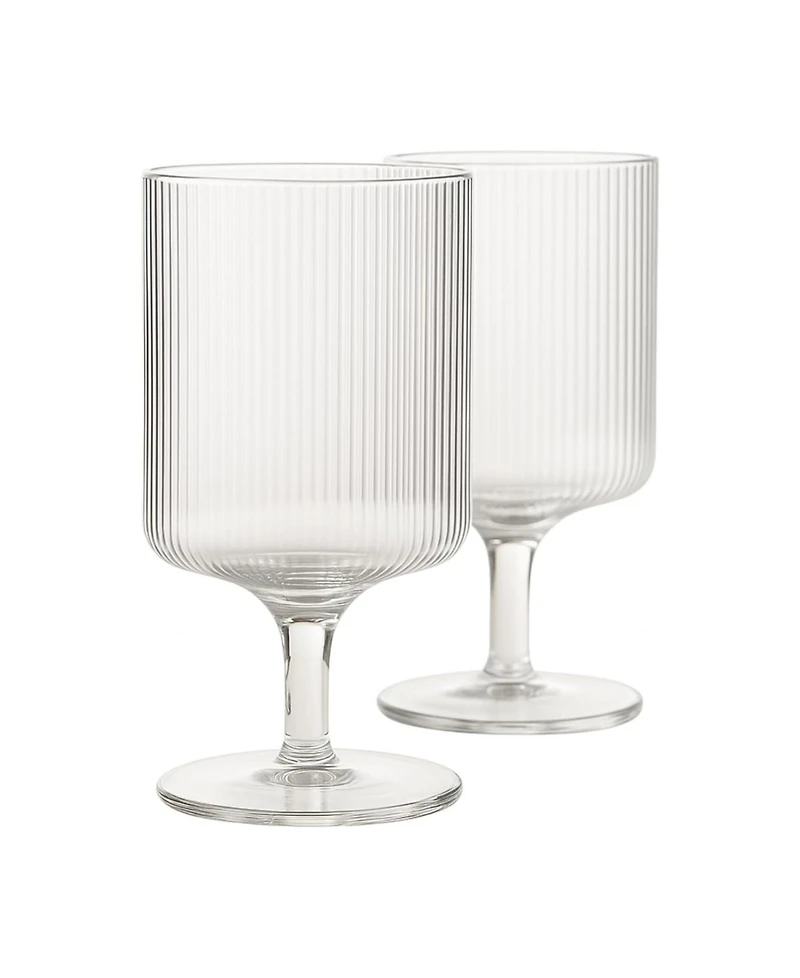The Wine Savant Ribbed Goblet Glasses, Set of 2