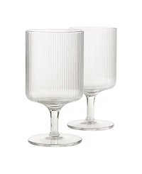 The Wine Savant Ribbed Goblet Glasses, Set of 2