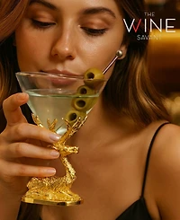The Wine Savant Gold Stag Antler Sitting Martini Glasses, Set of 2