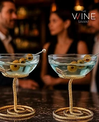 The Wine Savant Gold Snake Cocktail Glasses, Set of 2
