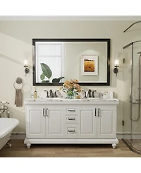Apmir 60" x 36" Inch Thick Metal Framed Wall Mirrors for Bedroom