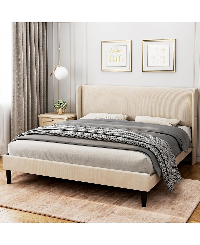 gaomon Bed Frame with Headboad and Wingback