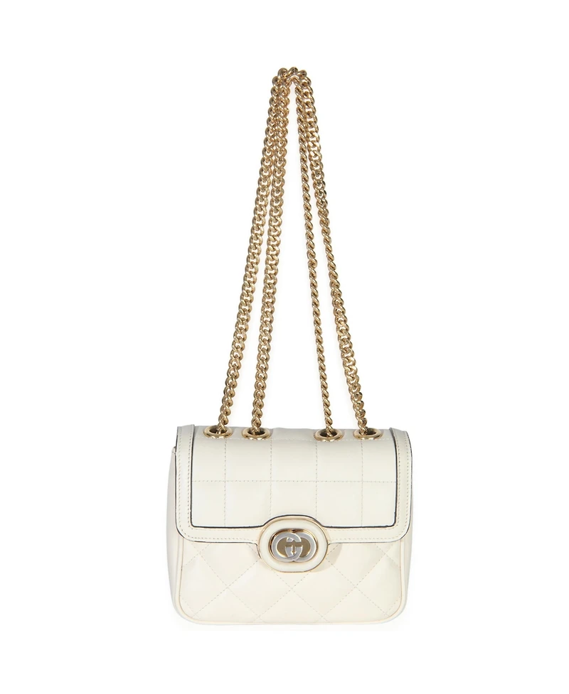 Pre-Owned Gucci White Quilted Calfskin Mini Deco Chain Bag