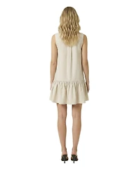 Modenaire Women's Sleeveless Collared Drop-Waist Pocket Dress